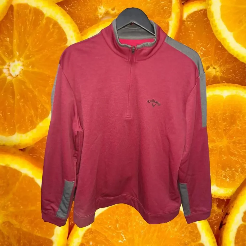 Callaway 1/4 Zip Red‎ and Gray Sweatshirt Size Large